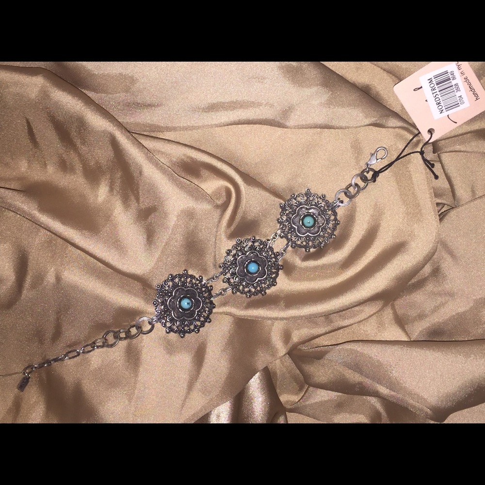 Boho Western Fashion Bracelet Turquoise Silver NWT - Picture 7 of 8